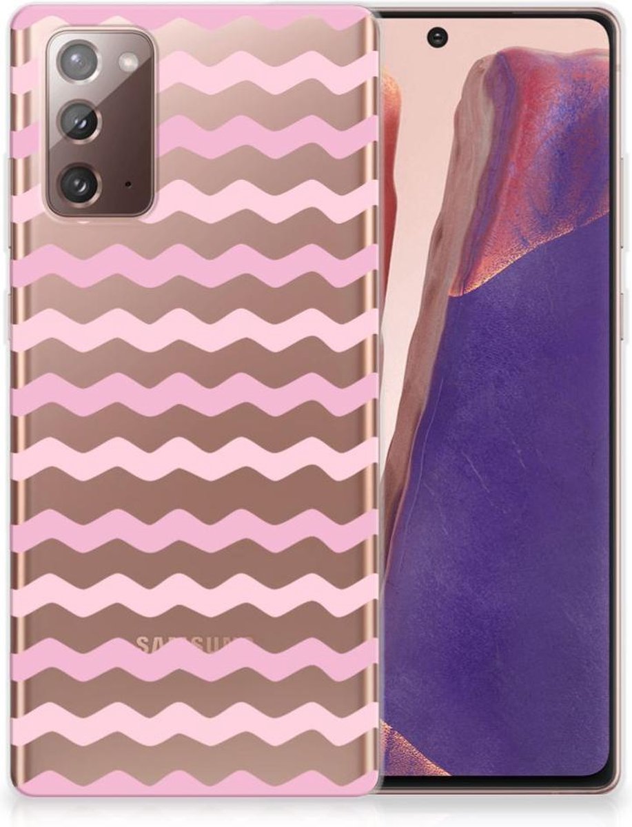 Back Cover voor Samsung Note 20 TPU bumper Waves Roze