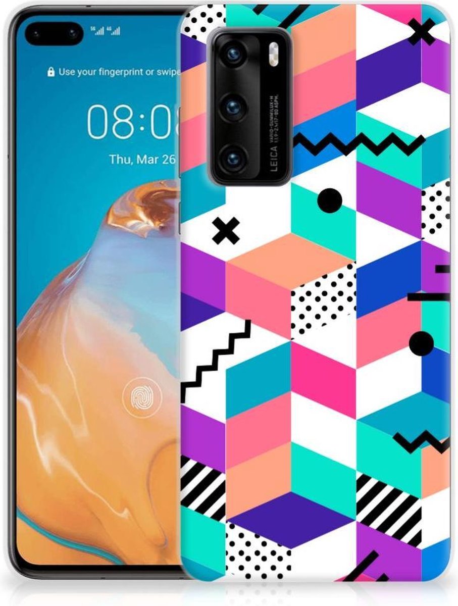 Huawei P40 TPU Hoesje Blokken Kleurrijk