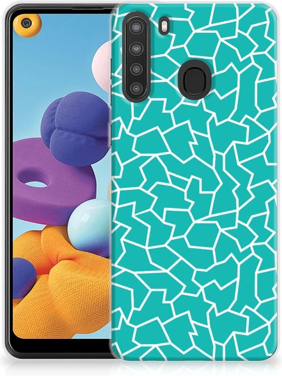 Samsung Galaxy A21 Hoesje maken Cracks Blue