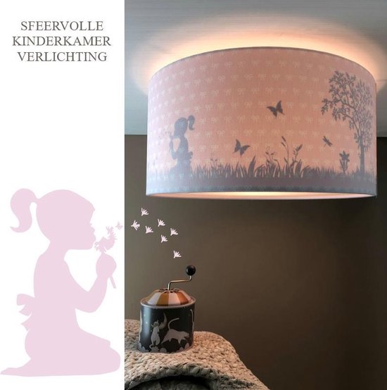 bol.com | Plafondlamp Babykamer Dandelion Roze - Meisjes Lamp Schaduw  Silhouette effect -...