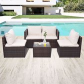 vidaXL 5-delige Loungeset met kussens poly rattan bruin