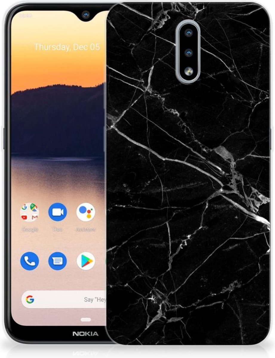 Nokia 2.3 TPU Siliconen Hoesje Marmer Zwart - Origineel Cadeau Vader