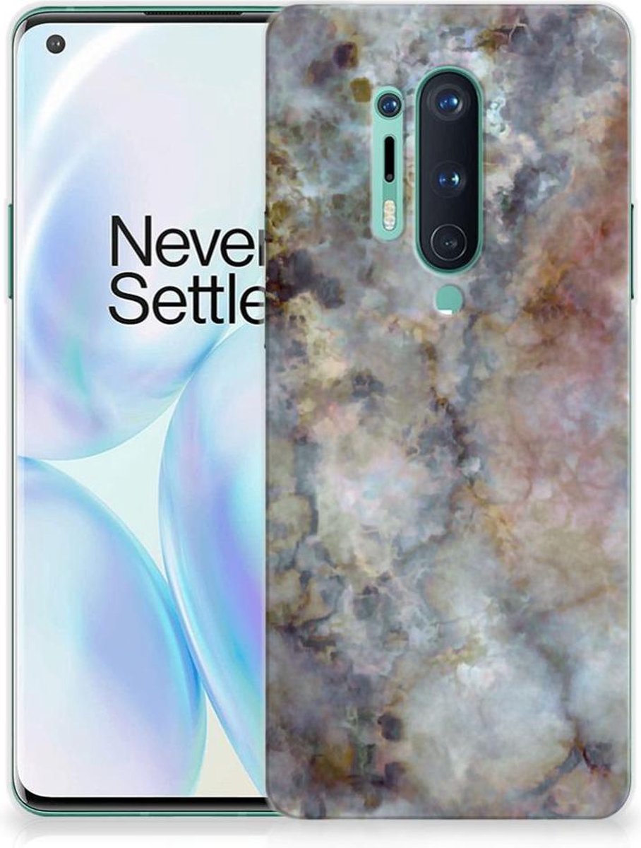 OnePlus 8 Pro TPU Siliconen Hoesje Marmer Grijs