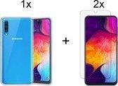 Samsung A30S Hoesje - Samsung Galaxy A30s hoesje siliconen case hoes transparant - 2x Samsung A30s Screenprotector