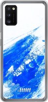 Samsung Galaxy A41 Hoesje Transparant TPU Case - Blue Brush Stroke #ffffff