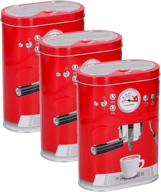 Durf bladerdeeg Krimpen Set van 3x stuks voorraadblikken voor koffie/pads/cups rood 17 cm - Opslaan  en bewaren | bol.com
