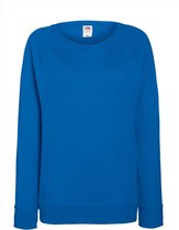 Blauwe sweater / sweatshirt trui met raglan mouwen en ronde hals voor dames - blauw - basic sweaters XL (42)