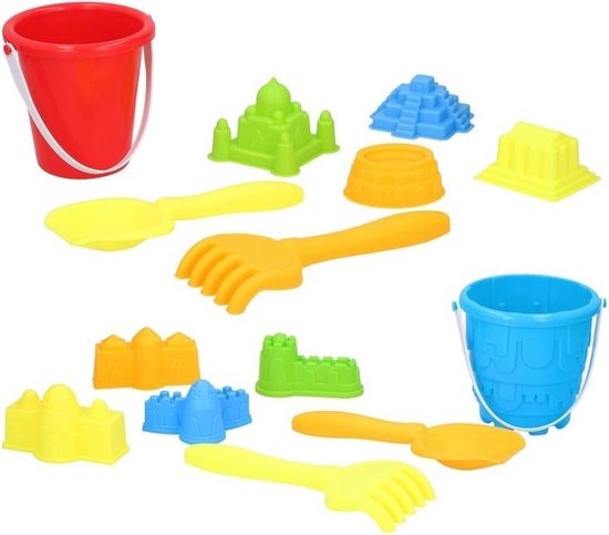 2 Sets strand/zandbak speelgoed emmertjes met vormpjes en schepjes -  Zandbakspeeltjes... | bol.com