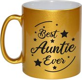 Best Auntie Ever cadeau koffiemok / theebeker - goudkleurig - 330 ml - verjaardag / bedankje