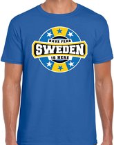 Have fear Sweden is here / Zweden supporter t-shirt blauw voor heren 2XL