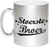 Stoerste broer cadeau zilveren mok / beker met sterren 330 ml