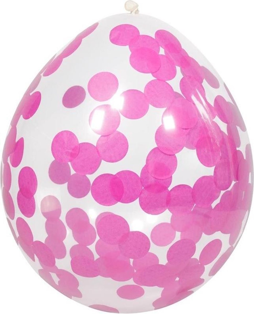 Afbeelding van product Merkloos / Sans marque  12x stuks transparante ballonnen roze confetti snippers 30 cm - meisjes geboorte feestartikelen/versiering