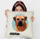 Sierkussen - Boerboel Met Je Eigen Naam - Wit - 45 Cm X 45 Cm