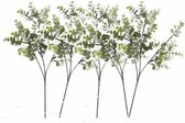 5x stuks kunstplant Eucalyptus takken 65 cm grijs/groen - Groene namaak planten takken