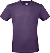 Set van 3x stuks paars basic t-shirt met ronde hals voor heren - katoen - 145 grams - paarse shirts / kleding, maat: S (48)