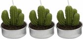 Set van 3x stuks cactus waxinelichtjes 5 cm - Groene cactussen theelichtjes/waxinekaarsjes - Home deco kaarsen