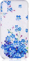 GadgetBay Doorzichtige Bloemenstruik iPhone X XS TPU hoesje - Blauw