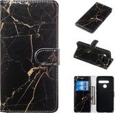 Gekleurde tekening marmer patroon horizontale flip PU lederen tas met houder & kaartsleuven & portemonnee voor LG G8 ThinQ / G8 (zwart goud)