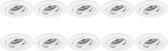 Spot Armatuur 10 Pack - Pragmi Aerony Pro - GU10 Fitting - Inbouw Rond - Mat Wit - Aluminium - Kantelbaar - Ø82mm - BSE