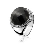 Zinzi - Zilveren Ring - Zwarte Cateye - Zirkonia - Maat 54 (ZIR802-54)