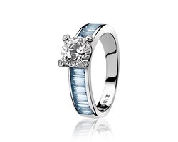 foto van ZINZI zilveren ring blauw ZIR775B