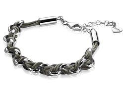Zinzi zilveren jasseron armband grijs koord 18,5-21cm ZIA1035G