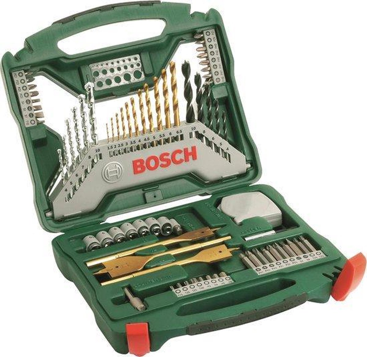 Bosch X-Line borenset - 70-delig - Titanium Plus Serie - Voor hout, metaal en steen - 34 bits -7 dopsleutels Ø 4/5/6/7/8/9/10 mm - 1 adapter voor dopsleutel