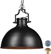 Relaxdays hanglamp industriële stijl groot - shabby look - plafondlamp metaal E27 - zwart