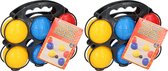 Set van 2x Jeu de boules set 6 gekleurde ballen/1 but in draagtas - Kaatsbal - Petanque - Cochonnette - Boulen - Sportief/actief buitenspeelgoed