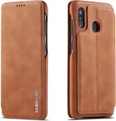 LC.IMEEKE Samsung Galaxy A20e Portemonnee Hoesje Kunstleer Bruin