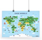 Educatieve poster (Posterpapier) - Topografie wereld onze dieren - 59.4 x 42 cm (A2)