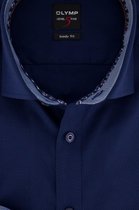 OLYMP Level 5 Body Fit overhemd - donkerblauw structuur (contrast) - Strijkvriendelijk - Boordmaat: 40