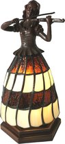 LumiLamp Tiffany Tafellamp Vrouw 15x15x27 cm Bruin Wit Glas Tiffany Bureaulamp