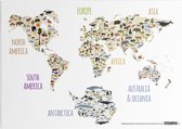 Educatieve poster (Forex) - Topografie wereld grote dieren - 70 x 50 cm (B2)