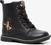 TwoDay leren meisjes veterboots - Zwart - Maat 24 - Echt leer