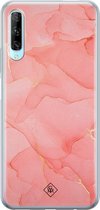 Huawei P Smart Pro hoesje siliconen - Marmer roze | Huawei P Smart Pro case | zwart | TPU backcover transparant