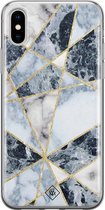 iPhone X/XS hoesje siliconen - Marmer blauw | Apple iPhone Xs case | TPU backcover transparant