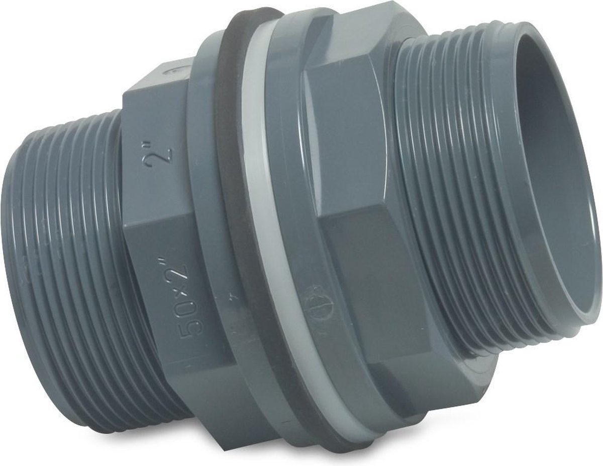VDL Doorvoer PVCU 75 mm x 3" x 3" lijmmof x buitendraad x buitendraad 10bar grijs