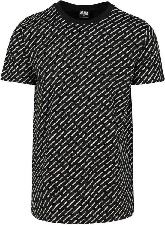 Urban Classics - Allover Logo Heren T-shirt - S - Zwart