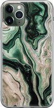 iPhone 11 Pro hoesje siliconen - Groen marmer / Marble | Apple iPhone 11 Pro case | TPU backcover transparant