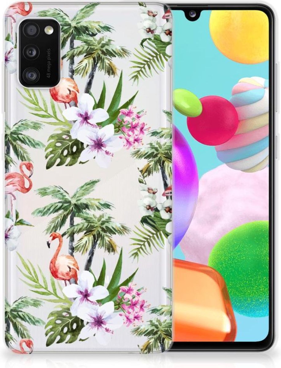 Samsung Galaxy A41 TPU Hoesje Flamingo Palms