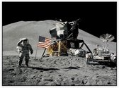 Astronaut salutes beside U.S. flag (maanlanding) - Foto op Akoestisch paneel - 120 x 90 cm