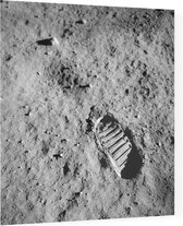 Astronaut footprint (voetafdruk op maanoppervlak) - Foto op Plexiglas - 40 x 40 cm