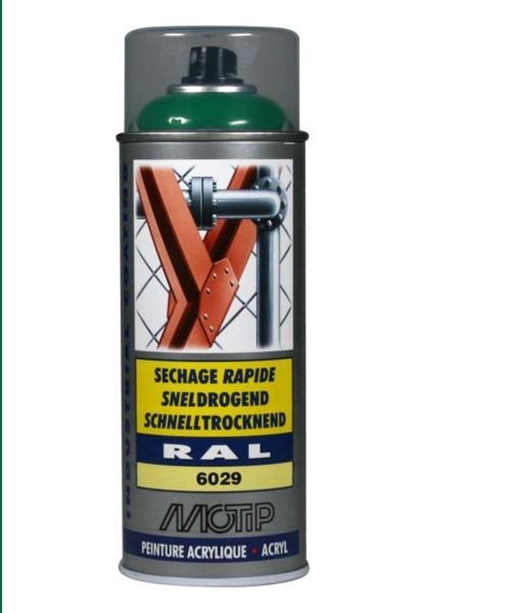 Motip industrial acryllak hoogglans RAL 6029 munt groen - 400 ml.