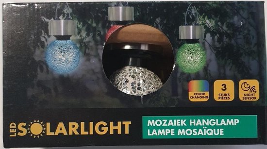 Mozaiek Hanglamp Led Solar Gekleurd / 3 Stuks