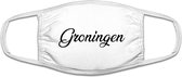 Groningen mondkapje | gezichtsmasker | bescherming | bedrukt | logo | Wit mondmasker van katoen, uitwasbaar & herbruikbaar. Geschikt voor OV