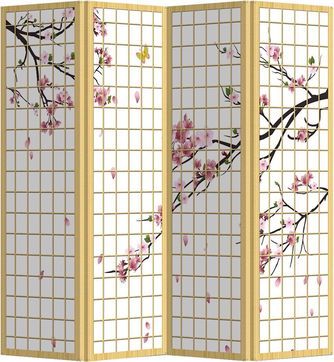 Fine Asianliving Kamerscherm Scheidingswand B160xH180cm 4 Panelen Japanese Sakura