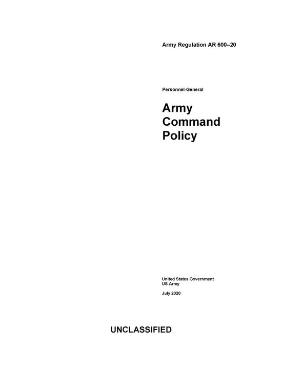 Army Regulation AR 600-20 Army Command Policy July 2020 (ebook), United ...