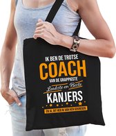 Trotse coach van kanjers katoenen cadeau tas voor dames - zwart - verjaardag - kado cadeau tas voor coaches
