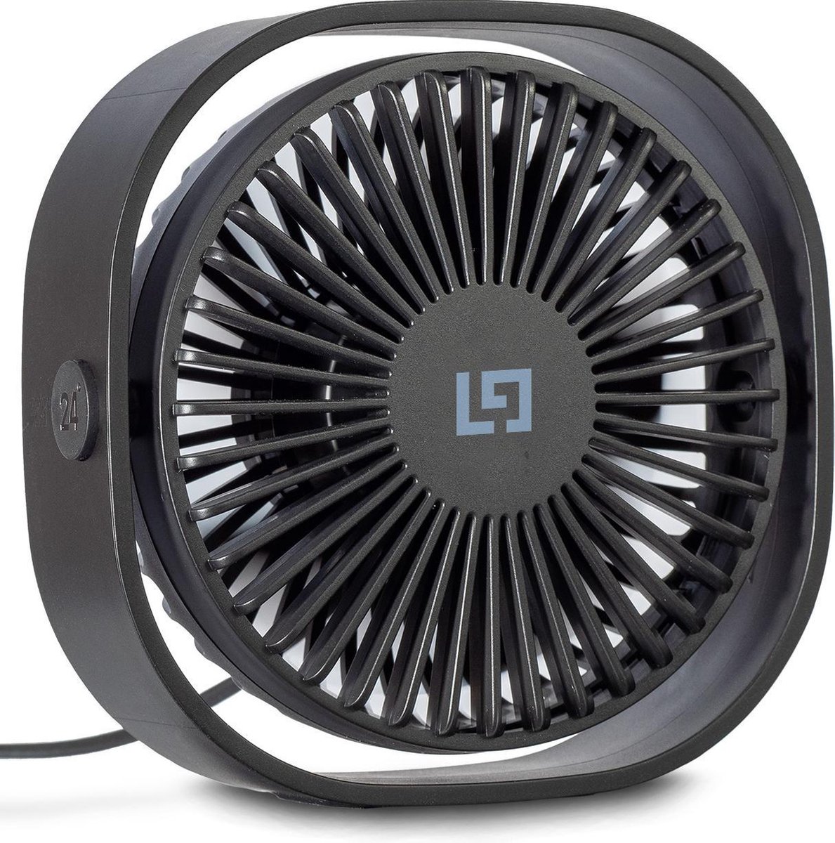 LifeGoods USB Ventilator - 3 Standen - 360º Kantelbaar - Stille Mini Fan voor Kantoor - Zwart
